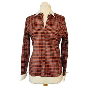 Ralph Lauren button down blouse Plaid Sz M Red
